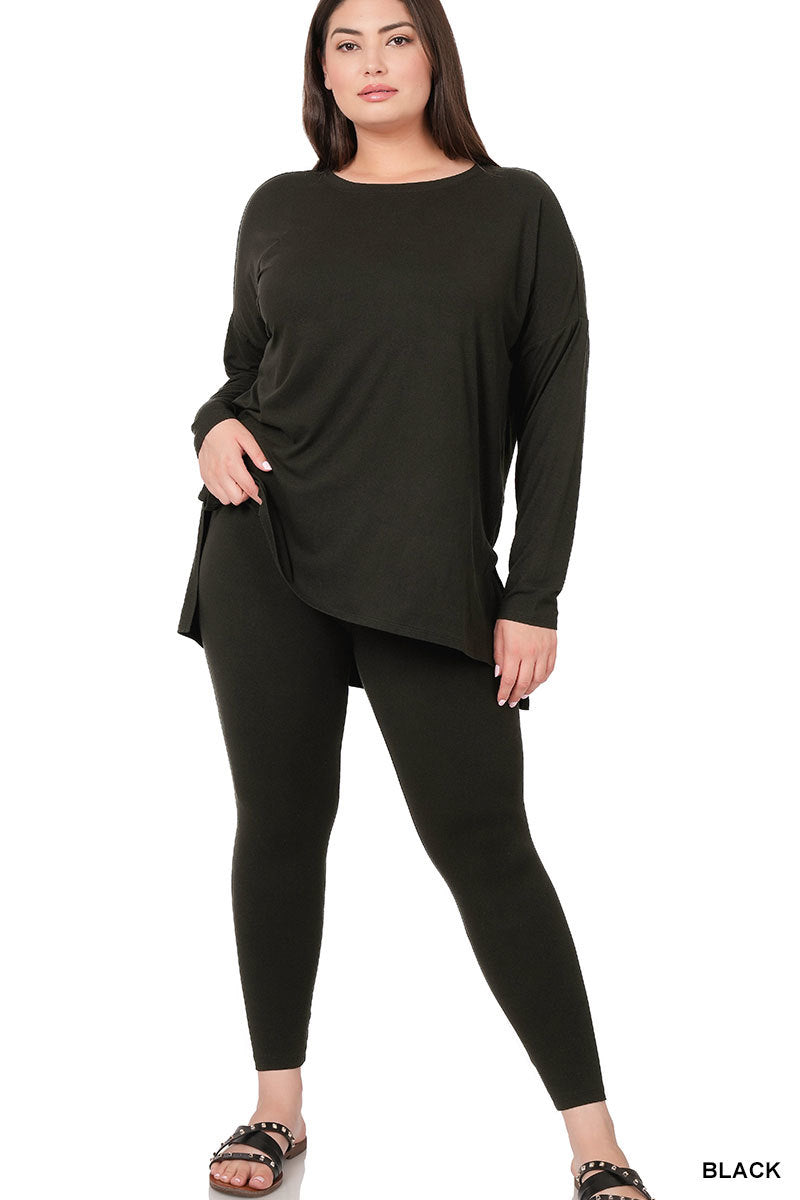 Long Sleeve Legging Set-Plus Size | Black